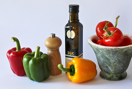 paprika, tomaten, voedsel, groenten, rood, vitaminen, voeding