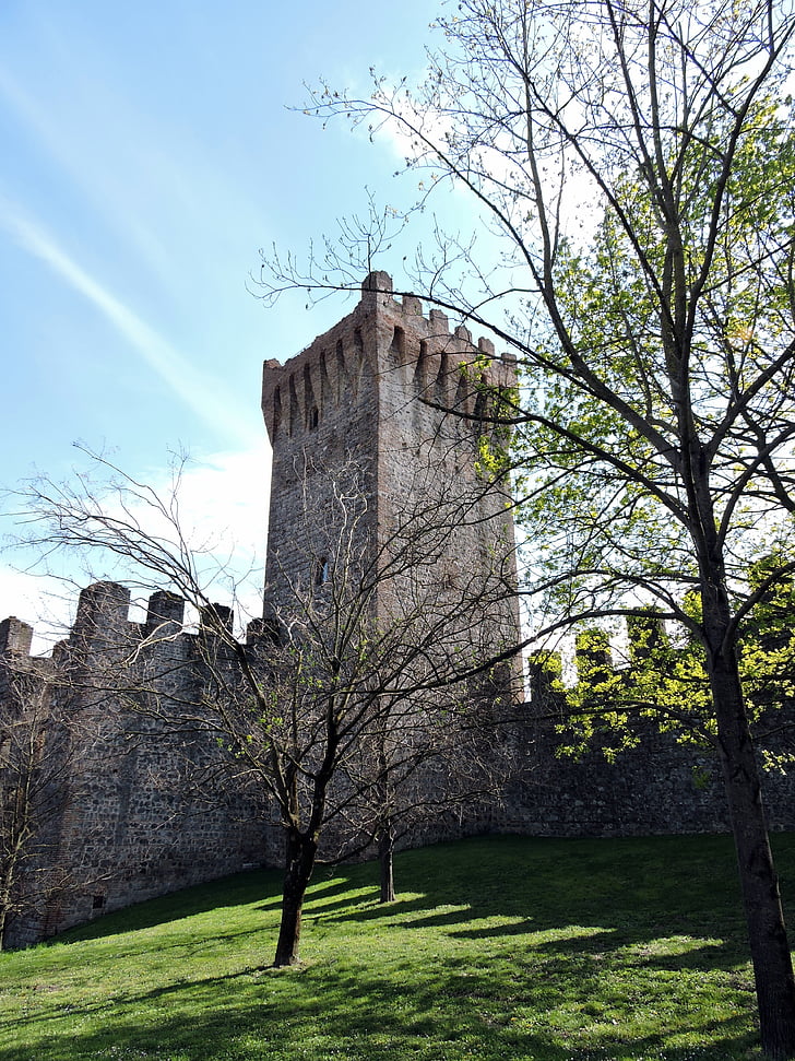 Torre, vægge, grøn, træ, Sky, natur, befæstning