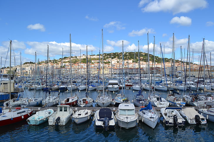 hamn, Marina, havet, båtar, båtliv, södra porten, Sète
