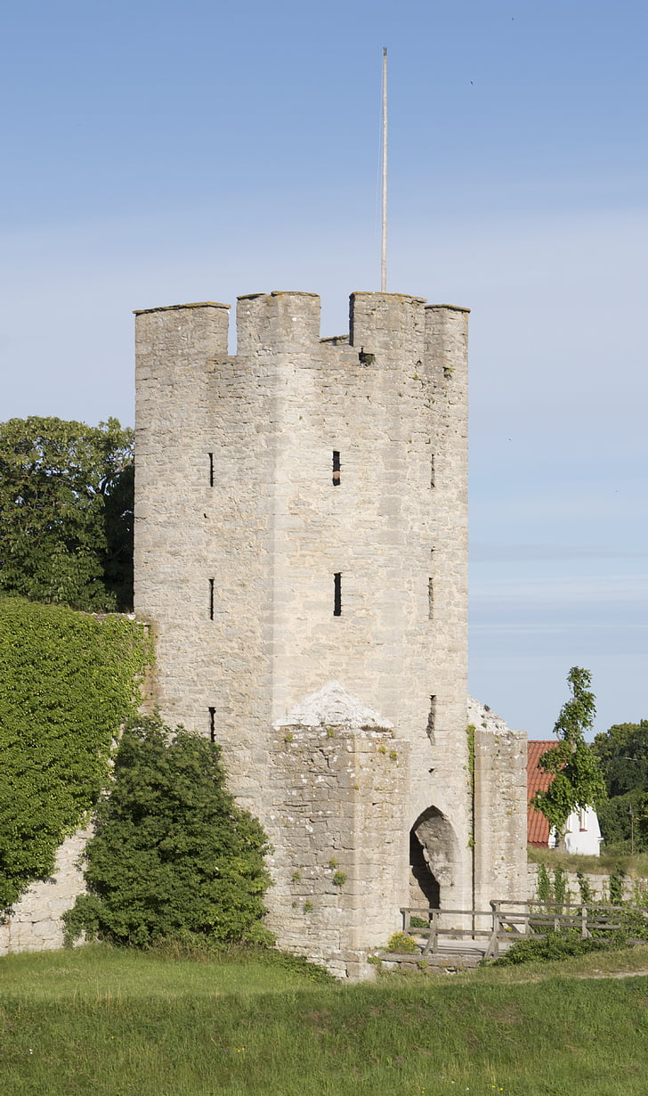 visby, sweden, wall, curtain wall, tower, middle ages