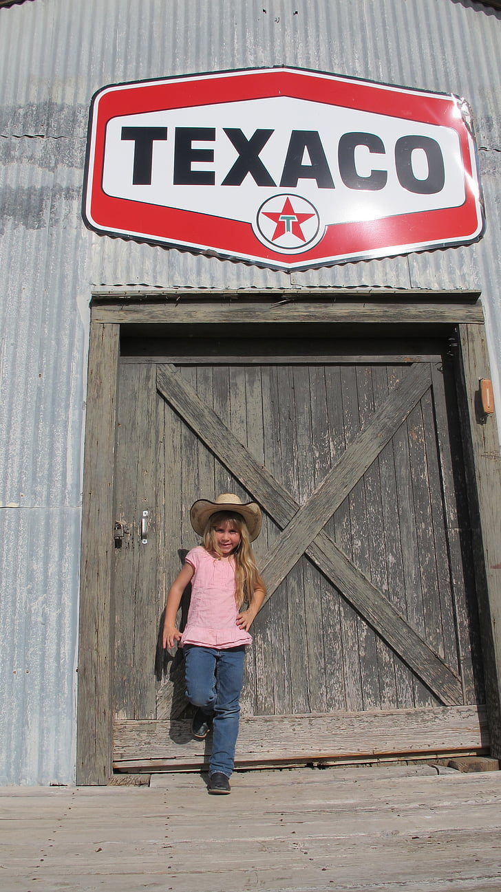 Texaco, Far west, entrepôt de l’étain, porte, texas de l’ouest, Société d’essence, signe