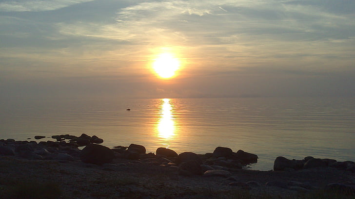 sunset, summer, himmel, sweden, evening, sea, beautifully