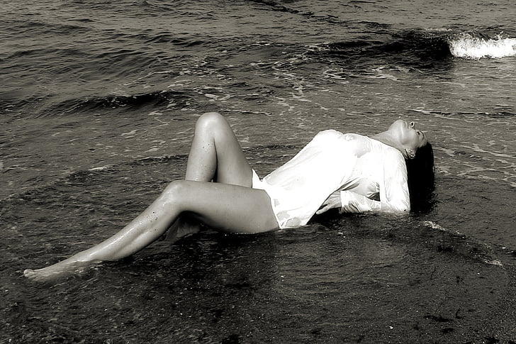 dona, atractiu, l'aigua, Mar Bàltic, transparents, sensual, feminitat