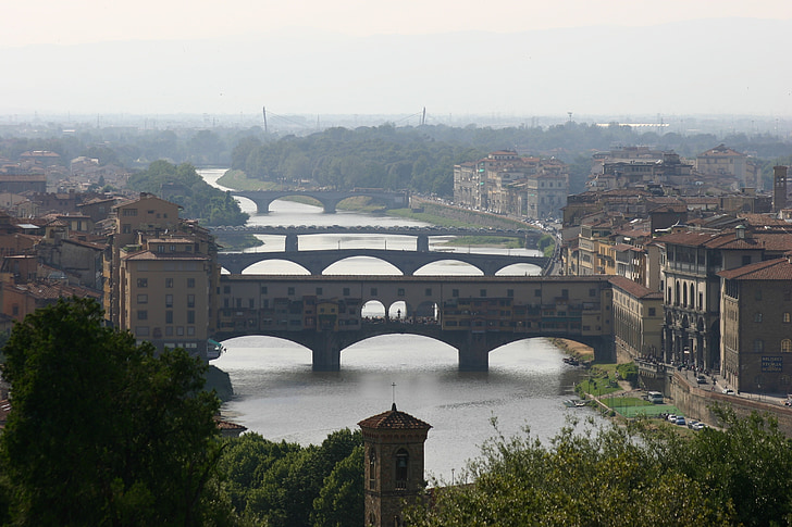 Florencija, tiltai, Italija, Toskana