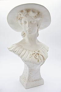 escultura, Figura, la estatua, yeso, mujer, antiguo, sombrero