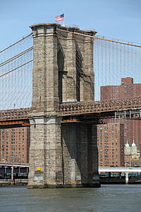 brug, Brooklyn bridge, rivier, Manhattan, NYC, Landmark, Verenigde Staten