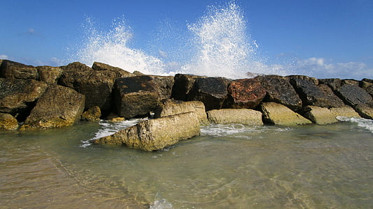 jūra, vandens, vasaros, Marina, akmenys, paplūdimys, banga