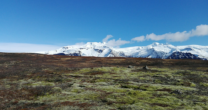 Islande, montagnes, sentier, contraste, neige, paysage de montagne, Rock
