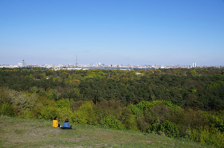 teufelsberg, Berliin, metsa, panoraam, Panorama, ääres, City