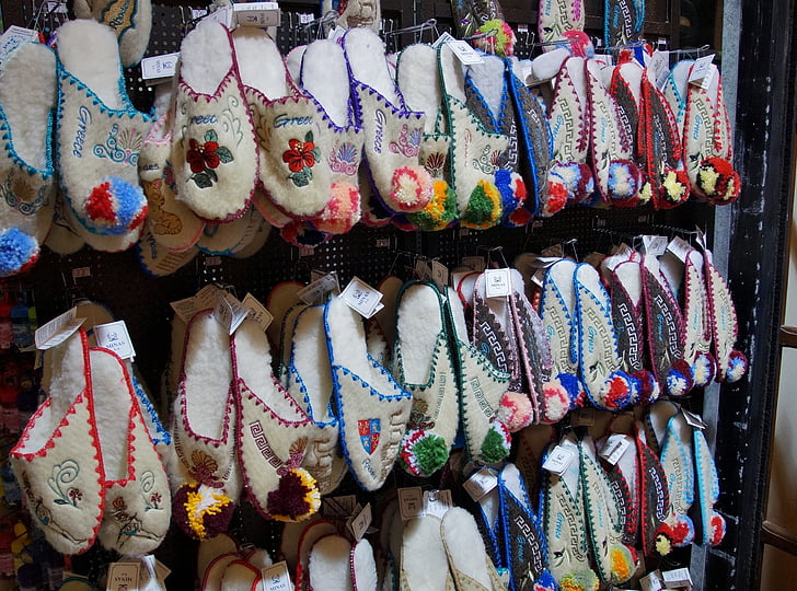 Pantofole, negozio di souvenir, onda, pecore, ricamato, culture, mercato