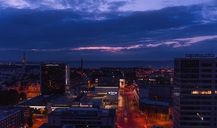 Tallinn, Estonia, thành phố, đô thị, cảnh quan thành phố, đường chân trời, Trung tâm thành phố