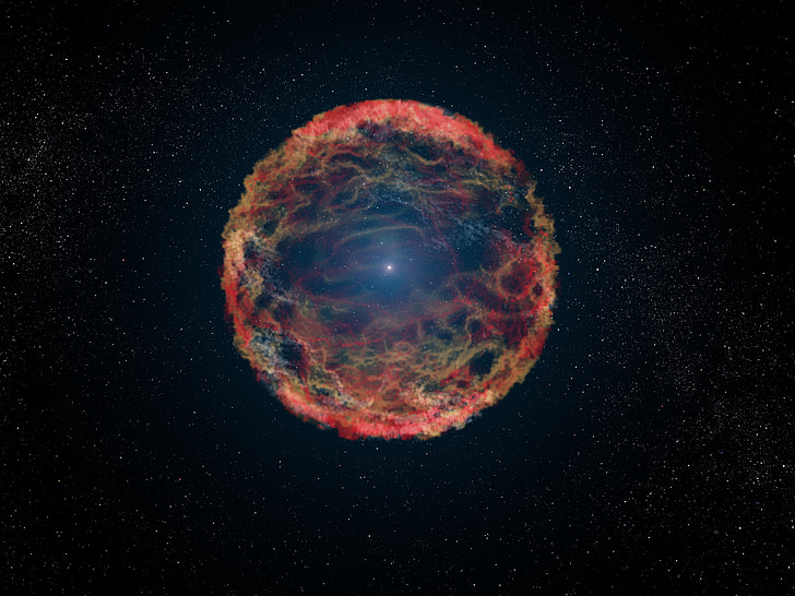 Supernova, mākslinieks, iespaids, ka, renderēšanas, 11. b tipa, Cosmos, telpa