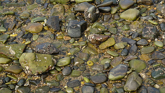 sea, gravel, boulder, floor, organization, small stones, surface