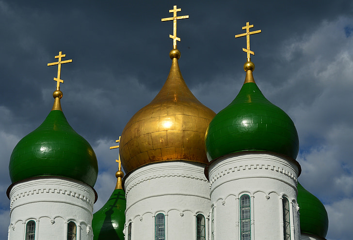 cibule, ortodoxní, kostel, kopule, Rusko, Kolomna, náboženství