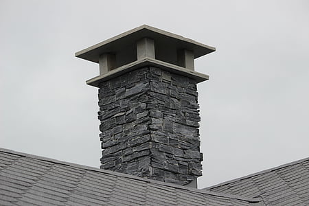煙突, 石, 屋根、, アーキテクチャ, 屋根