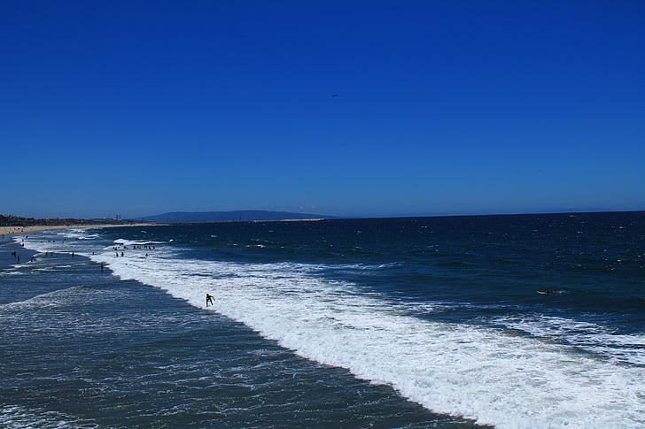 spiaggia, Santa monica, California, blu, cielo, chiaro, mare