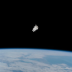 astronaut, floating, person, space