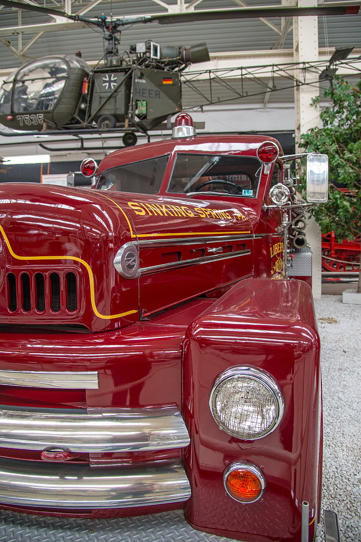 foc, camió de bombers, mobles, retro, vermell, auto, Oldtimer