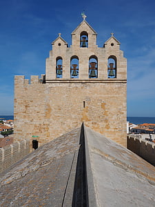 Iglesia, azotea de la iglesia, Torre de la campana, edificio, arquitectura, Notre-dame-de-la-mer, iglesia fortificada