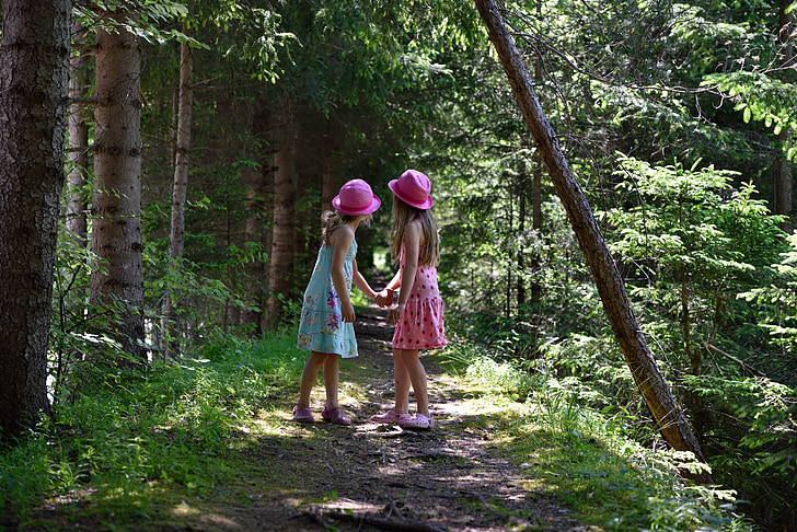 human, children, girl, forest, forest path, nature, out