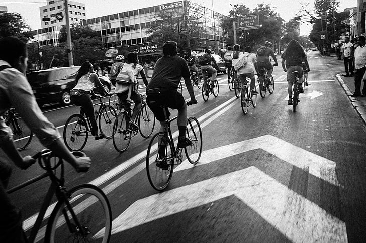 Polkupyörä, ratsastaa, Guadalajara, ihmiset, protesti, yleisö, Meksiko