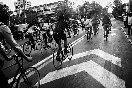 bicyklov, jazdí, Guadalajara, ľudia, protest, dav, Mexiko