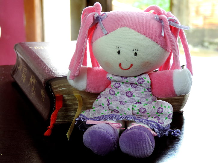 doll, bible, table, office, rag doll
