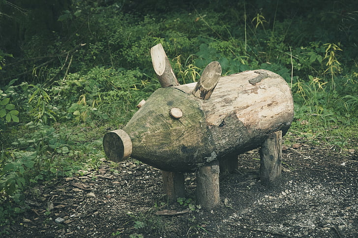 heo rừng, holzfigur, Máy điêu khắc, con lợn, lợn nái, gỗ, đường mòn tự nhiên