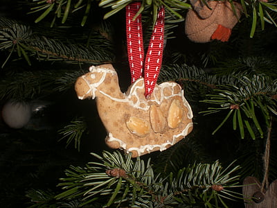 pan de jengibre, tannenzweig, camello, Cueza al horno, Navidad, árbol, decoración