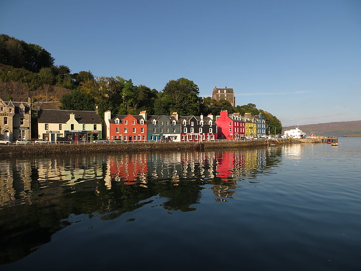 tobermory, mull, scotland, island, harbour, reflection, colorful