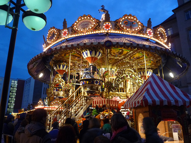 karusellen, år market, ri, Julemarked, atmosfære, juletider