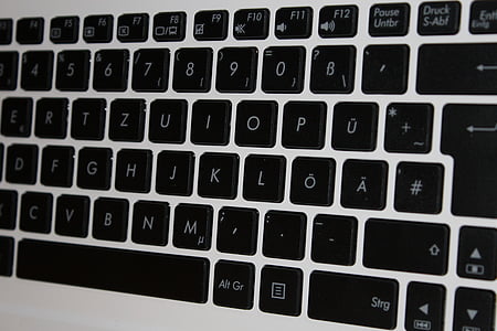 клавиатура, лаптоп, ключове, datailaufnahme, Компютърна клавиатура, бележник, бяло