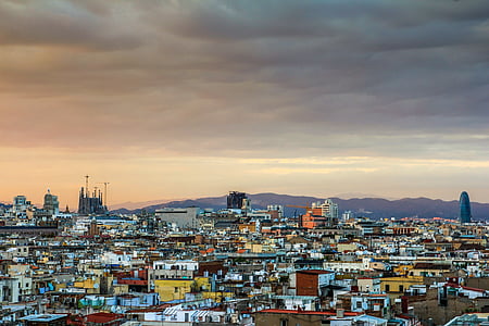 Barcelona, Katalonien, Sagrada familia, landskap, stadsbild, arkitektur, berömda place