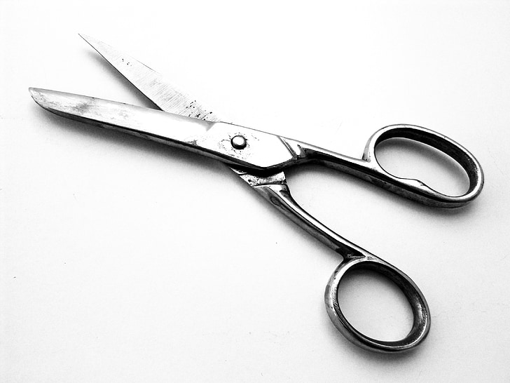 scissors, cut, metal, tool, sharp, silver