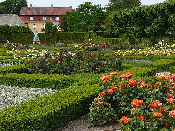 růžová zahrada, Rosenborg castle, Dánsko, parku, zajímavá místa, Příroda, hlavní město