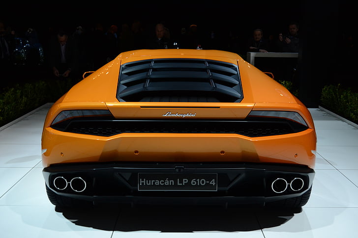 автомобиль, Lamborghini, Хуракан, оранжевый, спортивный автомобиль, наземных транспортных средств, Транспорт