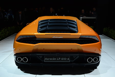 carro, Lamborghini, Huracan, laranja, carro esporte, veículo de terra, transporte