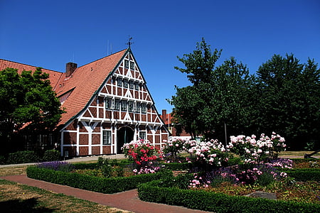 rådhuset, Nord-Tyskland, Sommer, truss, gamle, jork