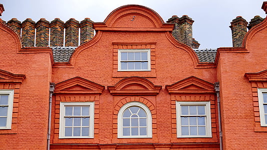 赤, 建物, アーキテクチャ, 石, 外観, 古い, windows