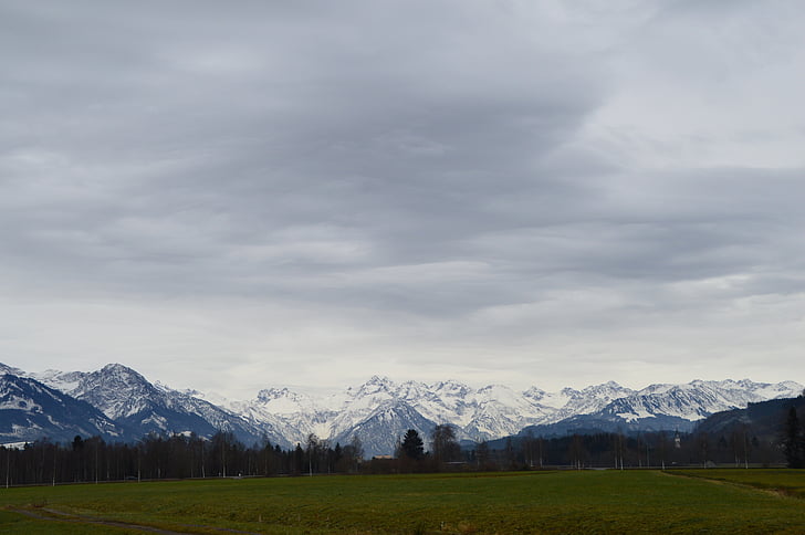 Alpine, Allgäu, hory, Panorama