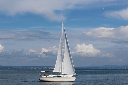 nave, imbarcazione a vela, cielo, nuvole, acqua, stato d'animo, Lago di Costanza
