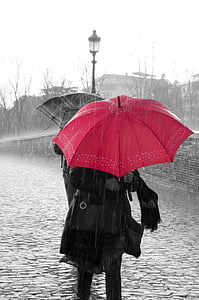 rain, water, drops, rainy, rainy day, umbrella, red
