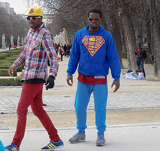 bailarinos, hip-hop, dança, cores, Parque, Madrid, Espanha