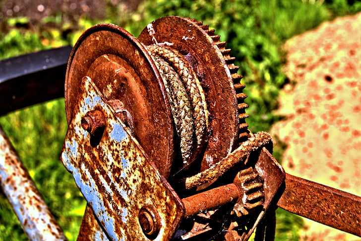 pulley, hdr, rust, old