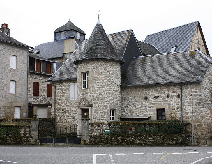 house turret, ancient stone houses, french village houses, house tower, houses france, medieval town houses