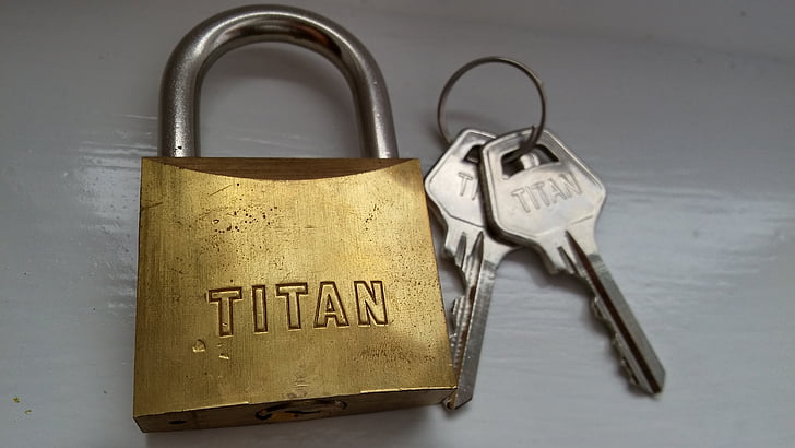 padlock, keys, titan, hardened steel, lock