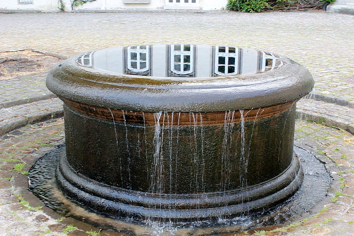 фонтан, замък, Gifhorn, Отразявайки, двор, сграда, исторически
