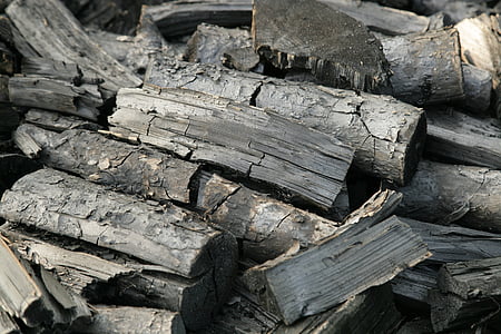charbon, bois de chauffage, noir