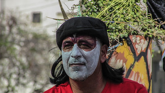 karneval, človek, naslikal, obraz