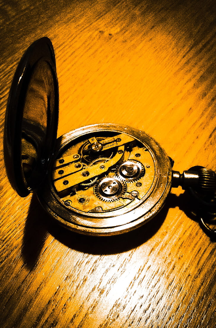 Ρολόι, παλιά, παλιάς χρονολογίας, μηχανική, αντίκα, ντεμοντέ, ξύλο - υλικό